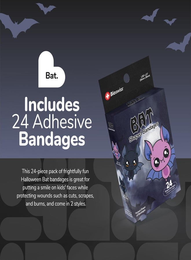 BioSwiss Bandages, Halloween Bat Shaped Self Adhesive Bandage Set, Latex Free, Sterile Wound Care, 24 Count - Image 2
